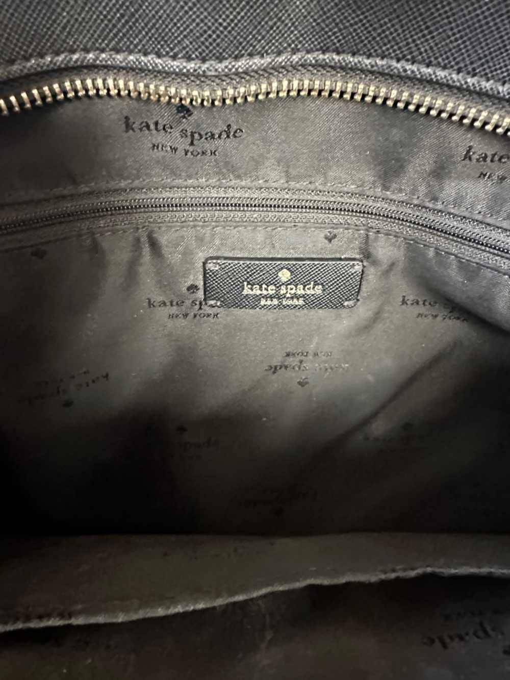 ##122, Kate spade Black Leather Tote with Gold Logo - Picture 8 of 10
